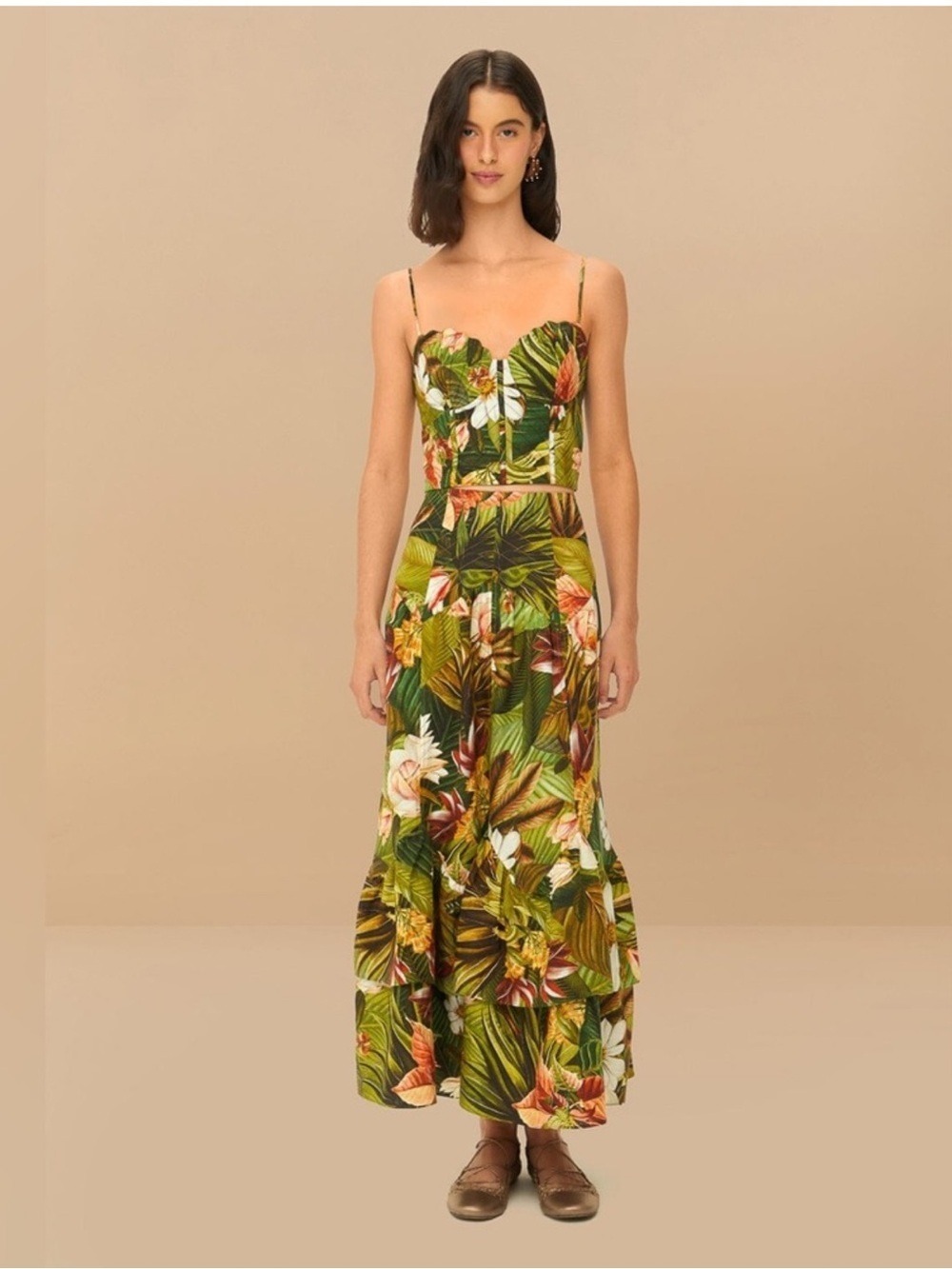 Farm Rio Multicolor Botanical Forest Midi Skirt